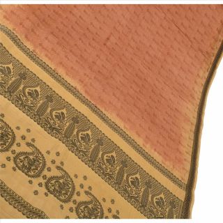 Tcw Vintage Saree 100 Pure Silk Woven Beige Fabric Baluchari Craft Sari