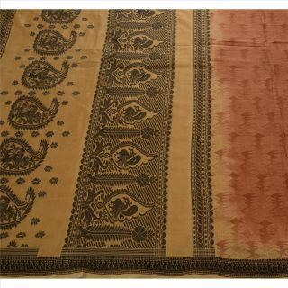 Tcw Vintage Saree 100 Pure Silk Woven Beige Fabric Baluchari Craft Sari 2