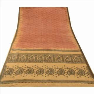 Tcw Vintage Saree 100 Pure Silk Woven Beige Fabric Baluchari Craft Sari 3