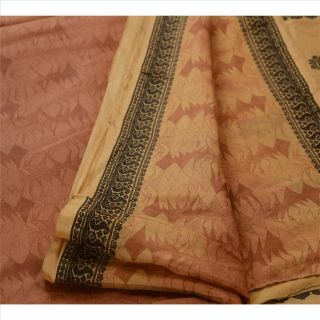 Tcw Vintage Saree 100 Pure Silk Woven Beige Fabric Baluchari Craft Sari 5