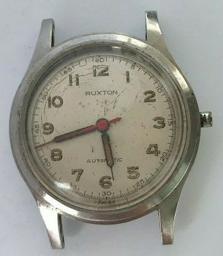 Vintage Auxton Swiss Bumper Automatic Stainless Steel Mens Watch