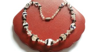 Czech Vintage Art Deco Triple Coloured Faceted Glass Bead Choker Necklace