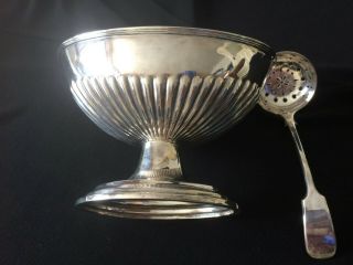 Vintage W H & S Silver Plated Sugar Bowl and Sifter Spoon 5