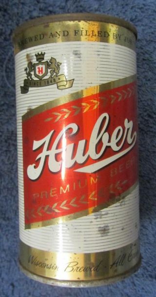 Vintage Huber Straight Steel Beer Can Flat Top 84 - 9 Red Label Monroe,  Wisconsin