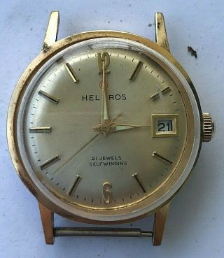 Vintage Helbros Automatic Mens Watch With Date,  25 Jewels,  Cal.  452