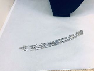 Vtg.  Monet Shiny Silver Tone 3 Strand Link Bracelet
