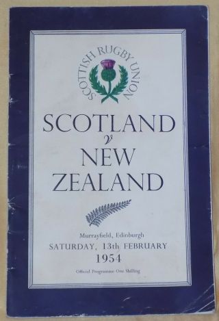 Vintage Rugby Union Programme Scotland V Zealand February 1954 Murrayfield