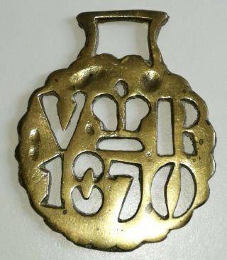 Rare Antique Victorian Queen Victoria 1870 Jubilee Vr Horse Brass - No Res