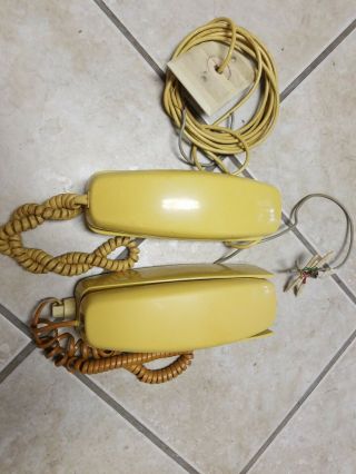 Vtg Trimline Yellow Rotary Dial Phone X 2