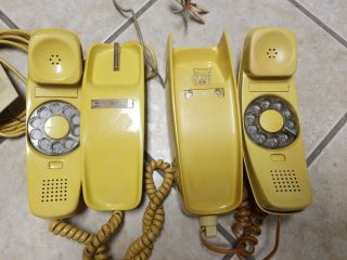 Vtg Trimline Yellow Rotary Dial Phone X 2 2