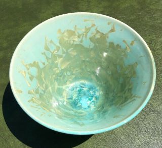 Vtg Modern Signed Shimmery Green Glazed Studio Pottery Japanese Rice / Soup Bowl