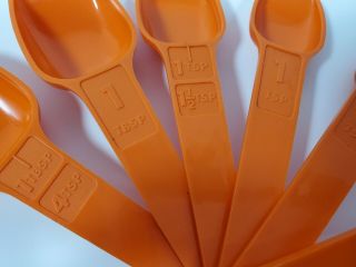 Vintage Tupperware Orange Measuring Spoons Sweet 4