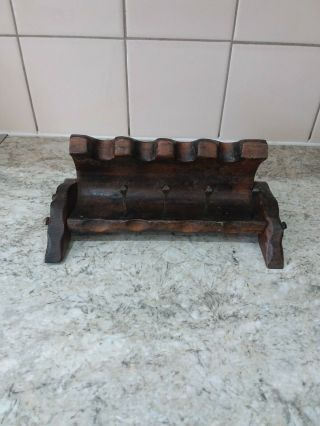 Vintage Wooden Pipe Rack For 4 Pipes.  25 Cms Long