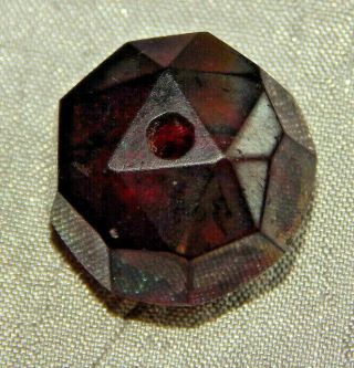 Antique Vintage Glass Button Iridescent Ruby Red Whistle Button 306 - A