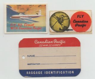 3 X Vintage Labels - Canadian Pacific Air Lines - Comet1