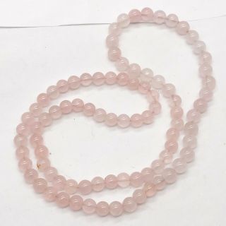 Vintage Natural Rose Quartz Round Bead Ladies Necklace