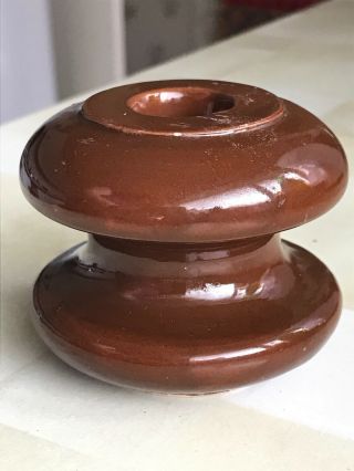 Vintage Brown Ceramic Porcelain Electric Insulator