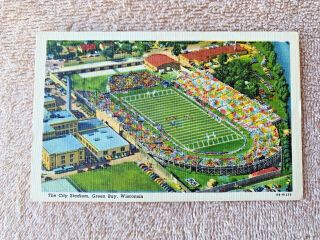 Vintage The City Stadium Home Of The Green Packers Football Postcard