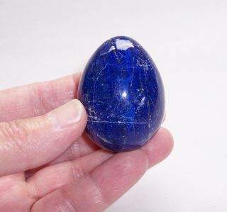 Vintage Lapis Lazuli Crystal Gemstone Egg Ornament Specimen Hand Shaped Polished