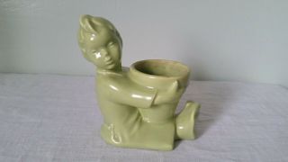 Vintage Haeger Pottery Green Boy Figurine Planter