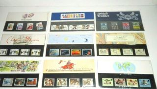 9 X Vintage Gb Stamps Presentation Packs Arthurian Legend Halleys Comet Darwin