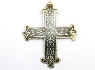 Vintage Sterling Silver Pendant In Shape Of Very Decorative Cross Siam Thailand