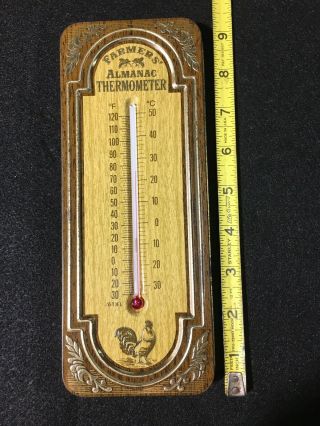 Vintage Farmer ' s Almanac Embossed Metal Rooster Thermometer - Avon 4
