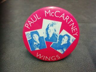 Vintage Paul Mccartney Wings Large Badge 2 Inch