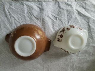 2 Vintage PYREX,  Brown Early American Pattern Cinderella Stacking/ Mixing Bowls 3