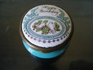 Vintage Bilston And Battersea Enamels Happy Birthday By Halcyon Days Pill Box