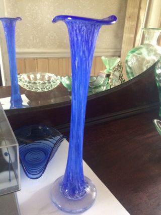 Lovely Vintage Murano Blue Glass Vase 29m