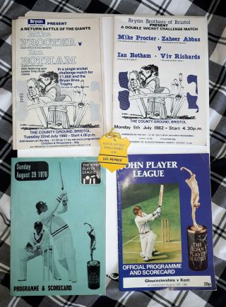 Gloucestershire Cricket Programmes 1976 - 1981 V Somerset,  Kent Etc.  Vintage