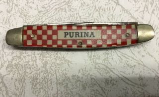Vintage Purina Feeds Advertising 3 Blade Pocket Knife By Kutmaster Usa