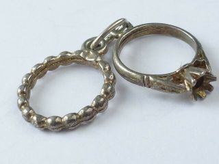 Vintage 925 Solid Sterling Silver Wedding Rings Bands Textured Loops C405 1.  5g
