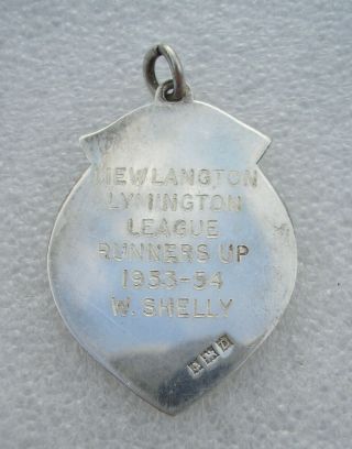 Vintage 1953 Silver darts medal with enamelled dart board Lymington League 3
