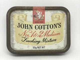 Vintage Tobacco/cigarette Tin,  John Cotton’s Nos 1 & 2 Medium Smoking Mixture