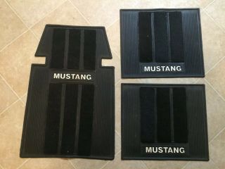 Vintage Ford Mustang Rubber Floor Mats Set Of 3 Black