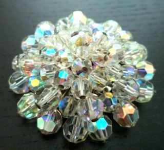 Vintage Estate High End Silver Tone Crystal Cluster Flower 2 " Brooch G775i