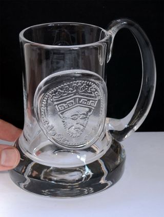 Weighty Vintage Dartington Crystal Glass Tankard - Edgar 1st King Of England 
