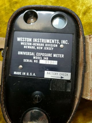 Vintage Weston Universal Exposure Meter Model 348 with Leather Case 4
