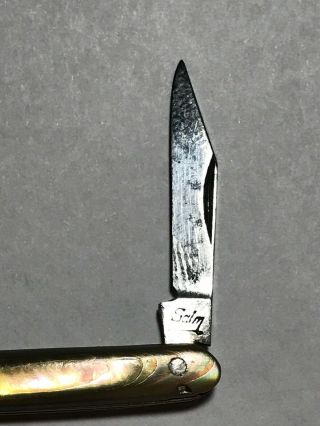 Small Vintage SALM Abalone Pearl Pocket Knife W/Bail Fob Keychain 2 1/2 