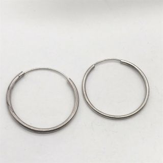 Vintage Solid Silver Tubular Hoop Loop Round Ladies Earrings