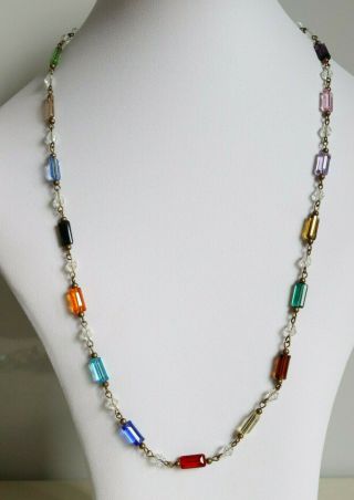 Vintage Czech Glass Art Deco Style Wired Harlequin Beaded Necklace