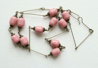 Vintage Czech Glass Art Deco Style Pink Wired Bead Necklace