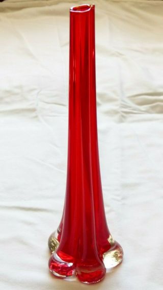 Vintage Whitefriars Ruby Glass Elephant Foot Vase