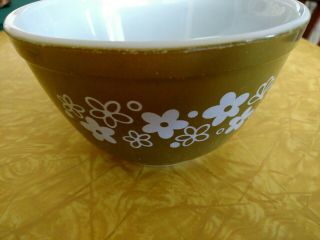 Vintage Pyrex Spring Blossom Green Crazy Daisy Mixing Bowls 5