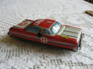 Vintage Tin Lithograph Toy Car,  Emergency,  No.  8,  Made In Japan