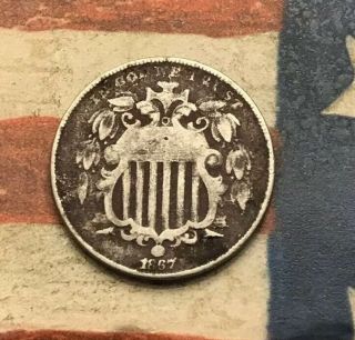 1867 5c Shield Nickel Vintage Us Copper Coin Fh86