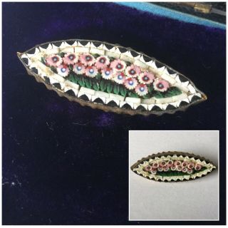 Vintage Jewellery Micro Mosaic Floral Brooch Dress Pin Italy