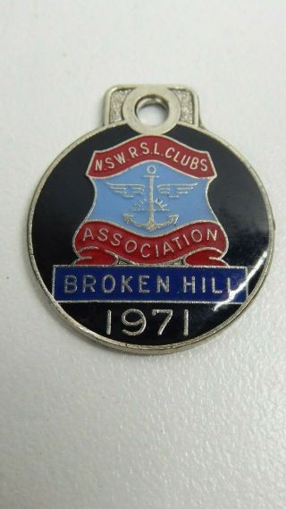 Vintage Nsw Rsl Clubs Assoc.  Broken Hill 1971 Angus Coote Enamel Members Badge